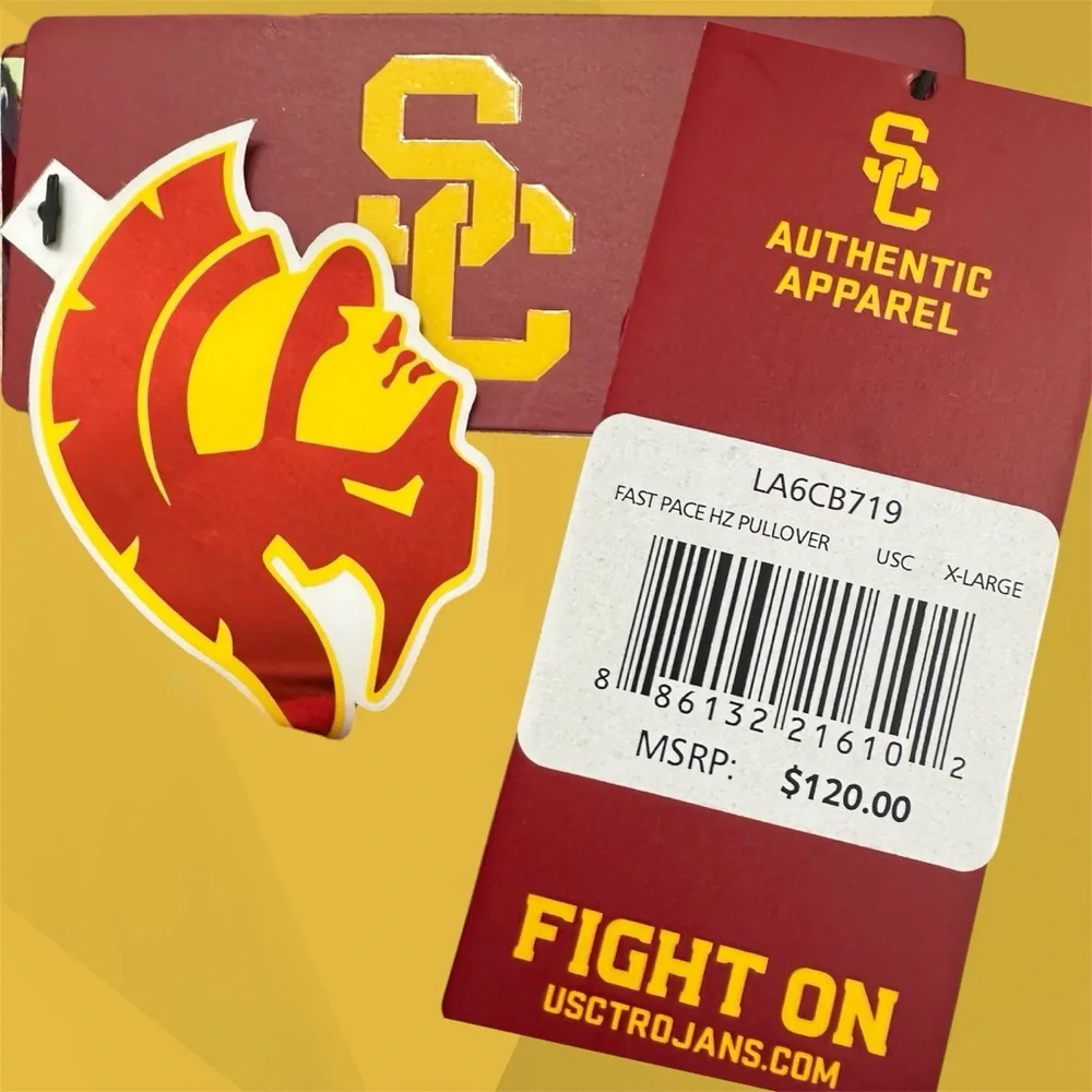 New USC Gray Quarter-Zip Pullover W/Trojan Logo Size XL But Fits Like A Large